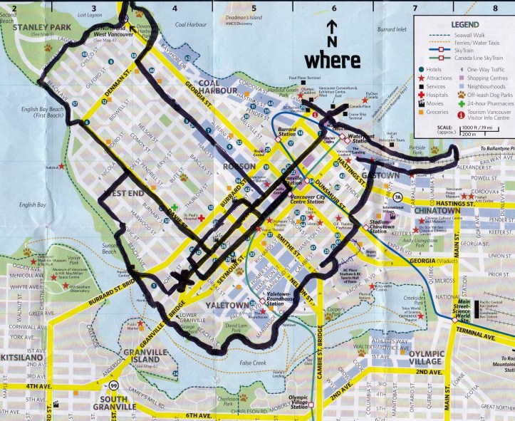 Black Felt marks my foot travels in two days spent Downtown Vancouver.